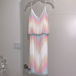 White midi Mac Duggal cocktail dress